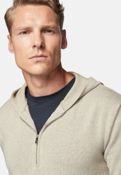 Boggi Milano Pull À Capuche Noisette En Cachemire Mélangé