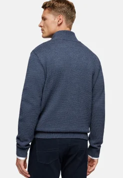 Boggi Milano Pull à Col Cheminée Avec Points En Laine Mérinos