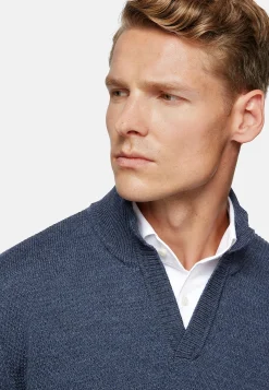 Boggi Milano Pull à Col Cheminée Avec Points En Laine Mérinos