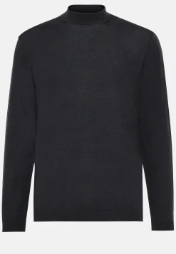 Boggi Milano Pull À Col Montant Anthracite En Laine Mérinos Superfine