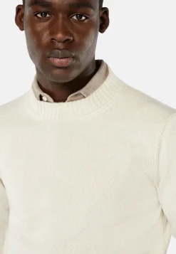 Boggi Milano Pull Blanc À Col Rond En Cachemire