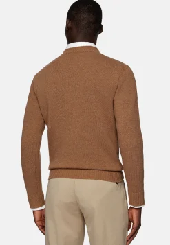 Boggi Milano Pull Col Rond Noisette En Laine Mélangée