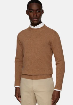 Boggi Milano Pull Col Rond Noisette En Laine Mélangée