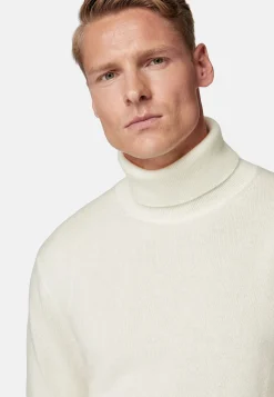 Boggi Milano Pull Col Roulé Blanc En Cachemire