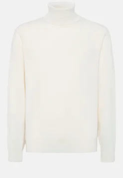 Boggi Milano Pull Col Roulé Blanc En Cachemire