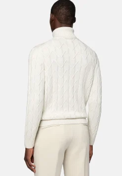 Boggi Milano Pull Col Roulé Blanc En Laine Mérinos