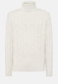 Boggi Milano Pull Col Roulé Blanc En Laine Mérinos
