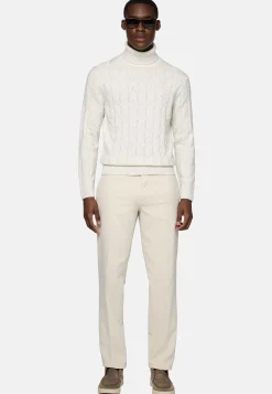 Boggi Milano Pull Col Roulé Blanc En Laine Mérinos