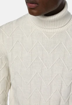 Boggi Milano Pull Col Roulé Blanc En Laine Mérinos