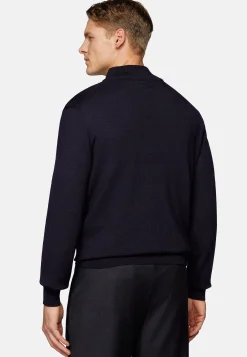 Boggi Milano Pull Demi Zip En Laine Mérinos