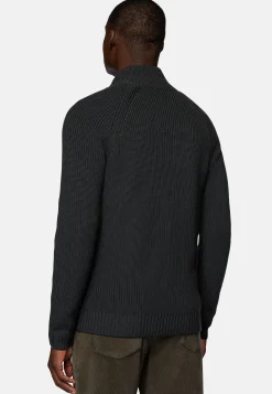 Boggi Milano Pull Full Zip Anthracite En Laine Mérinos
