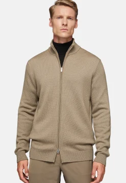 Boggi Milano Pull Full Zip Avec Points En Laine Mérinos