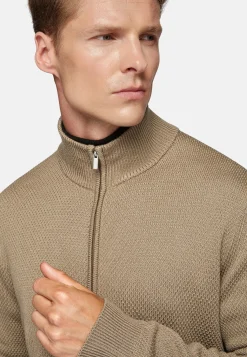 Boggi Milano Pull Full Zip Avec Points En Laine Mérinos