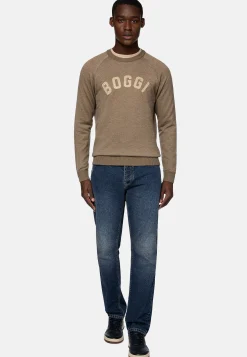 Boggi Milano Pull À Col Rond En Coton Laine Cachemire