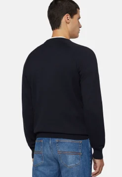 Boggi Milano Pull Ras-du-cou En Coton Soie Cachemire