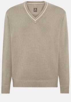 Boggi Milano Pull À Col En V En Laine Et Coton Bio
