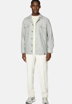 Boggi Milano Surchemise Camp En Mélange Laine Et Tencel