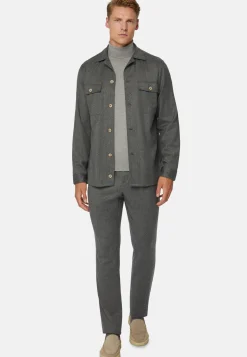 Boggi Milano Surchemise En Flanelle Grise