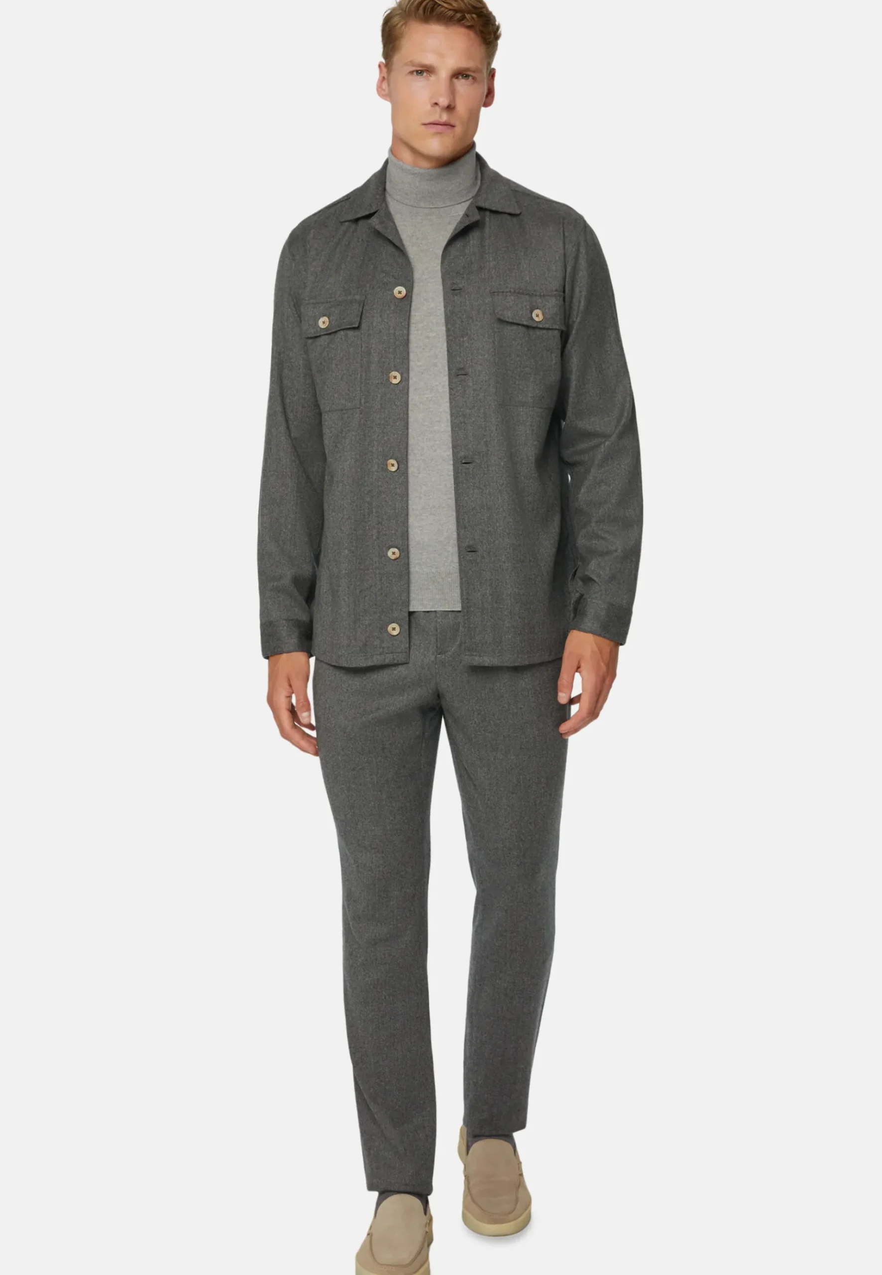 Boggi Milano Surchemise En Flanelle Grise