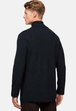 Boggi Milano Surchemise Maille Bleu Marine En Laine Mérinos