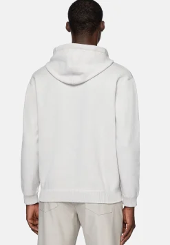 Boggi Milano Sweat Gris En Maille À Capuche En Coton Technique