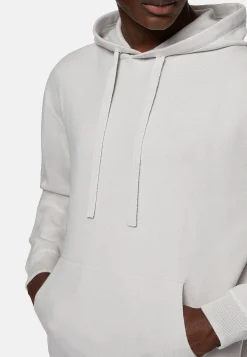 Boggi Milano Sweat Gris En Maille À Capuche En Coton Technique