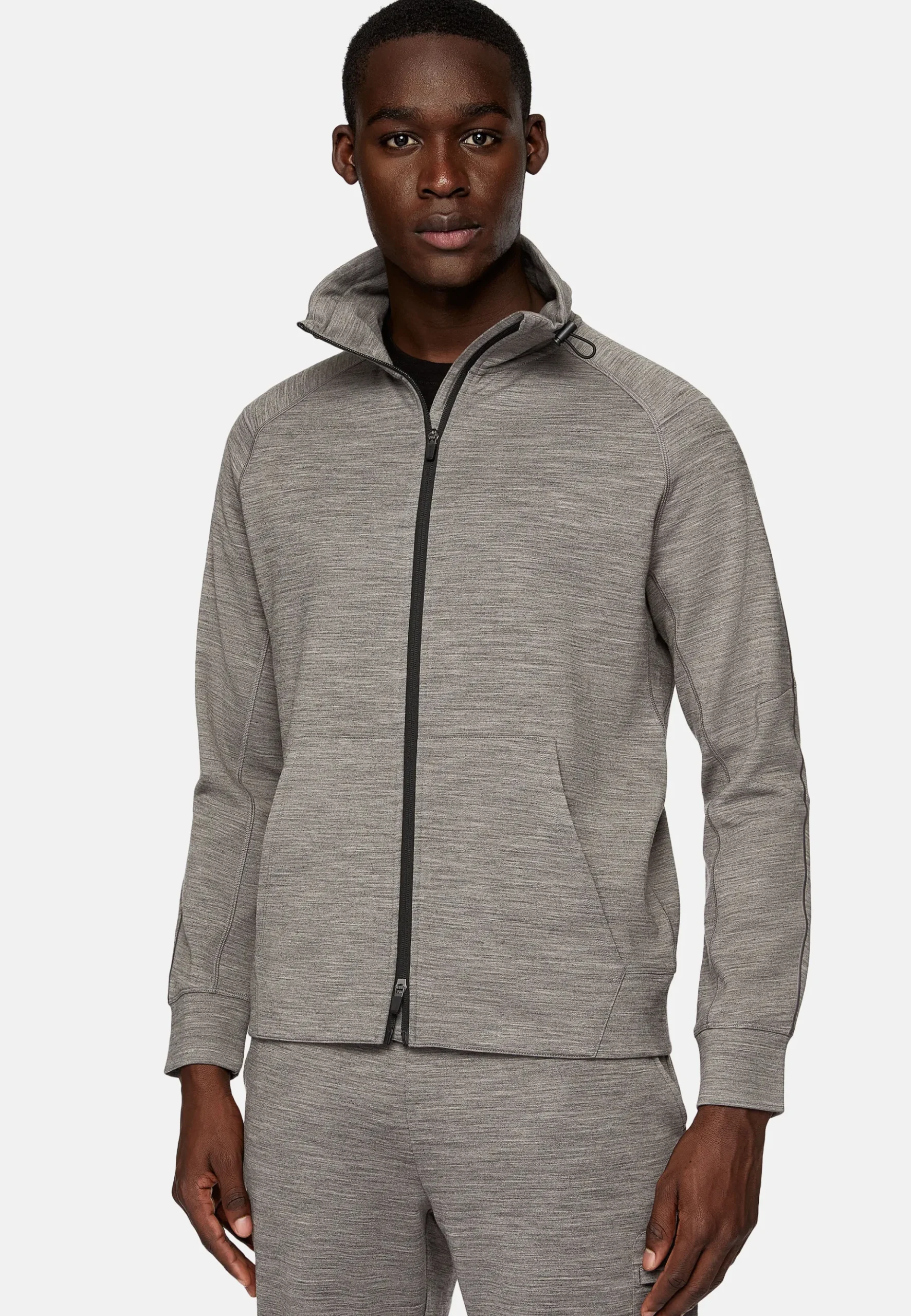 Boggi Milano Sweat-Shirt Full Zip En Mélange Coton Scuba Léger
