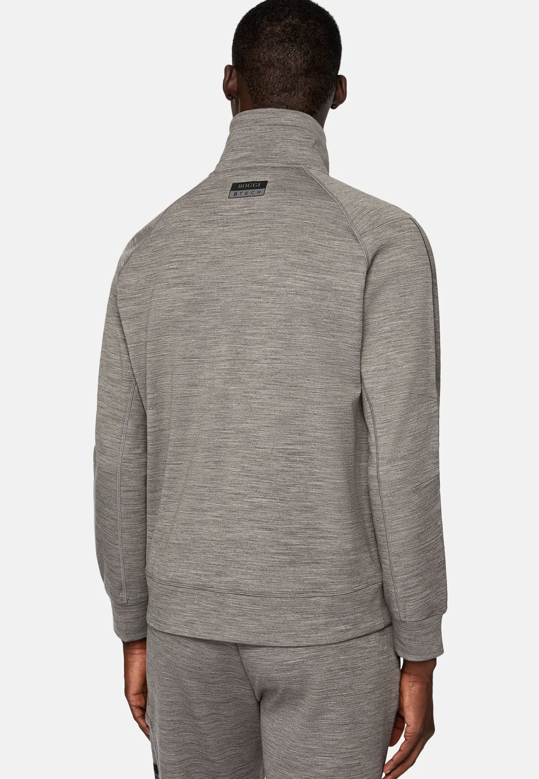 Boggi Milano Sweat-Shirt Full Zip En Mélange Coton Scuba Léger