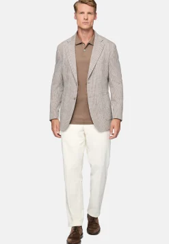 Boggi Milano Veste Beige Prince-De-Galles En Mélange Coton Laine
