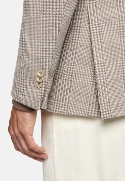 Boggi Milano Veste Beige Prince-De-Galles En Mélange Coton Laine