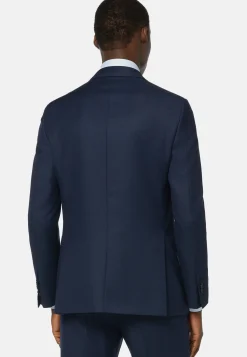 Boggi Milano Veste Bleue Œil-de-perdrix En Laine Super 110